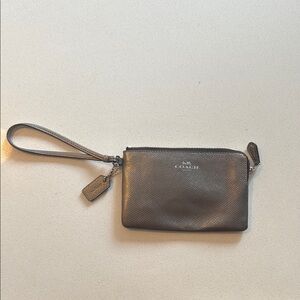 Coach Silver Metallic Leather Wristlet